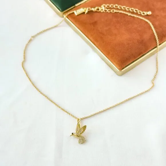 Kate Spade Gold Grandma's Closet Hummingbird Necklace - Picture 2 of 3